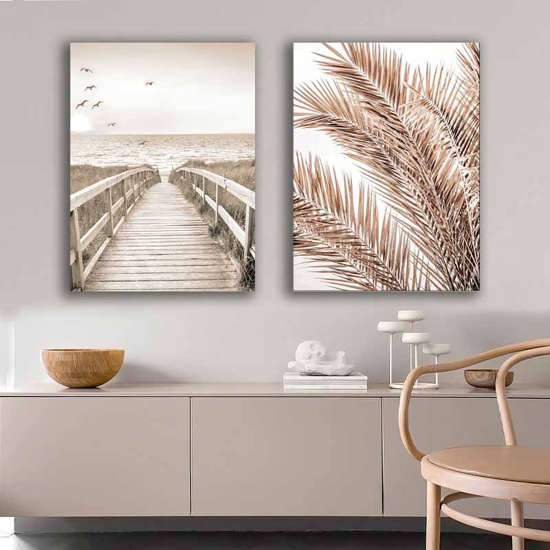 Beige Flower Grass Picture Wall Art, Nordic Minimalist Modern Home Decoration Living Room Design S04E19