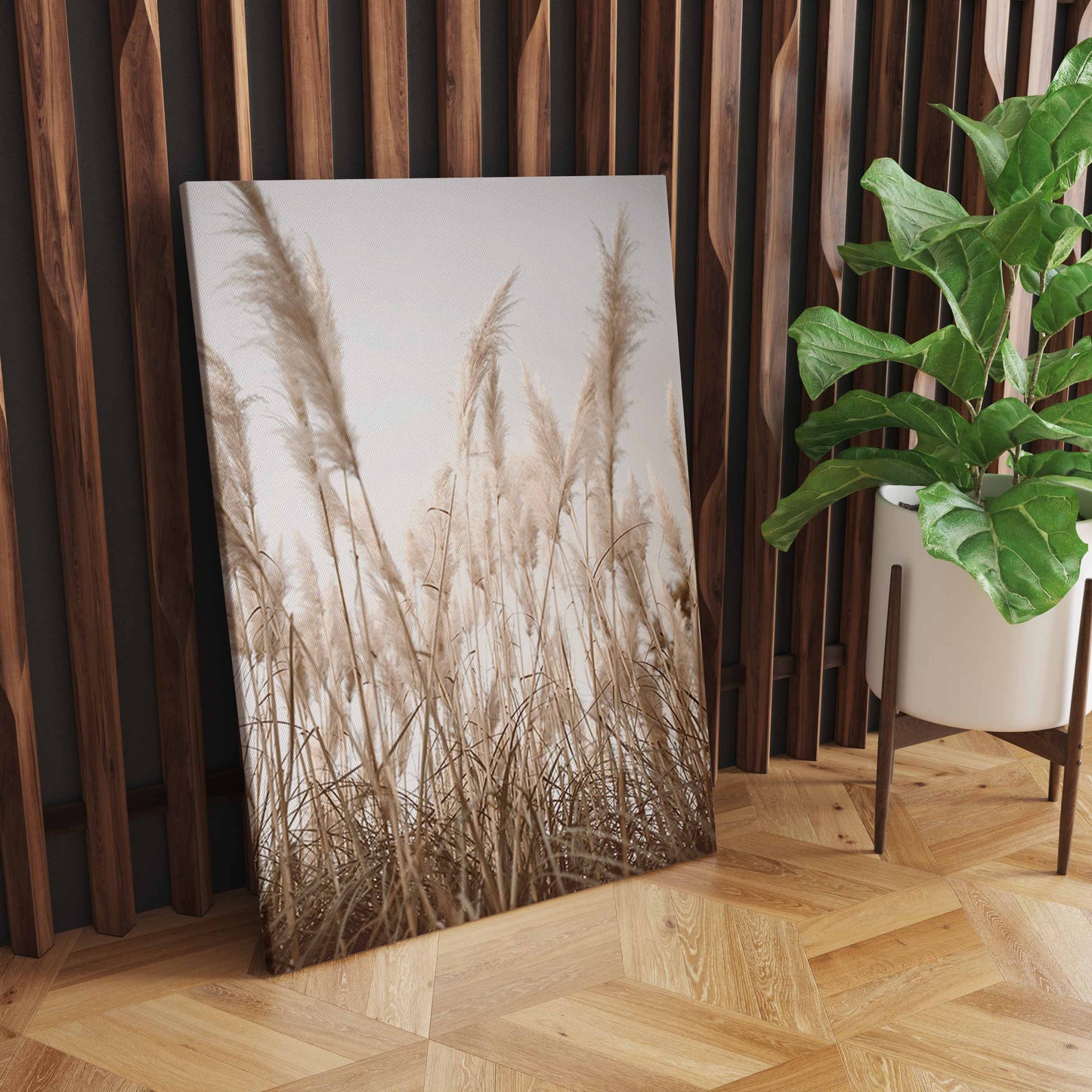 Tranquil Sunset Serenade, A Captivating Nature-Inspired Wall Art with Reeds, Birds, Flowers, and Vibrant Hues S04E08