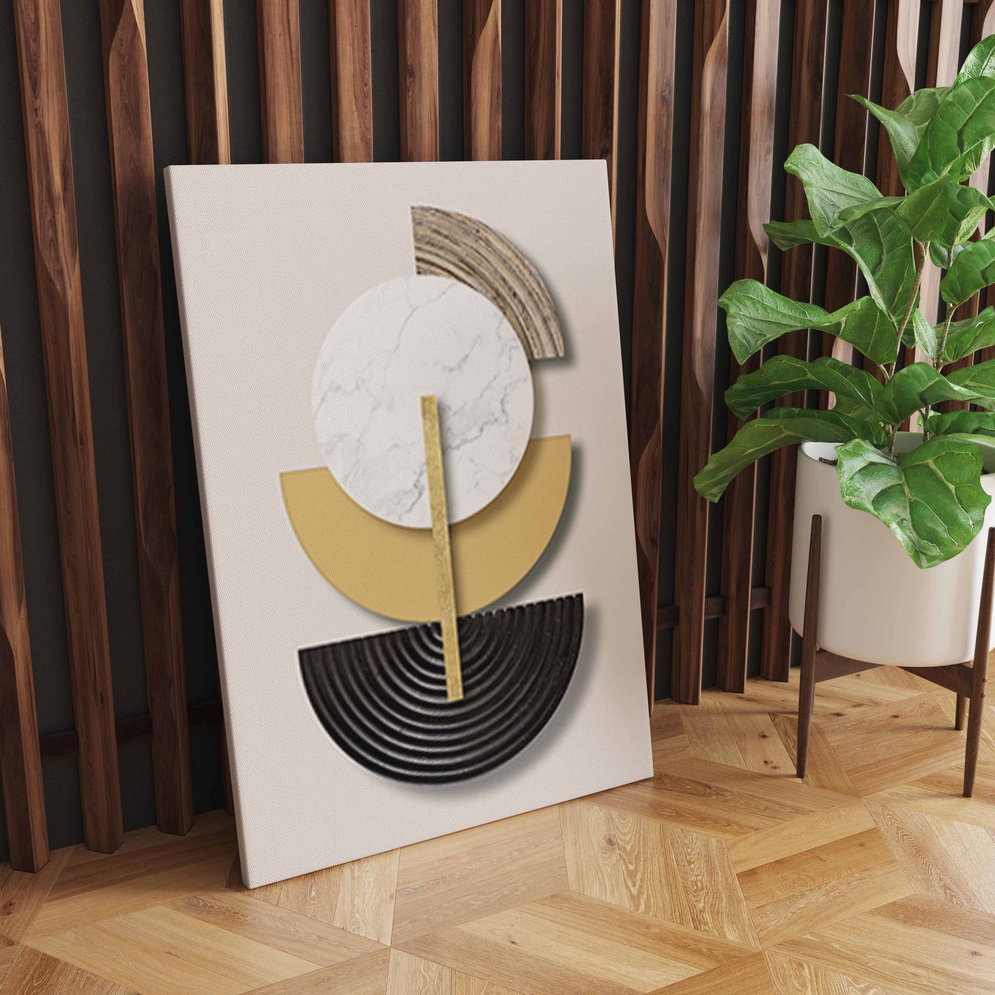 Radiant Geometry: A Modern Abstract Masterpiece of Golden Elegance - Captivating Wall Art for Contemporary Spaces S04E07
