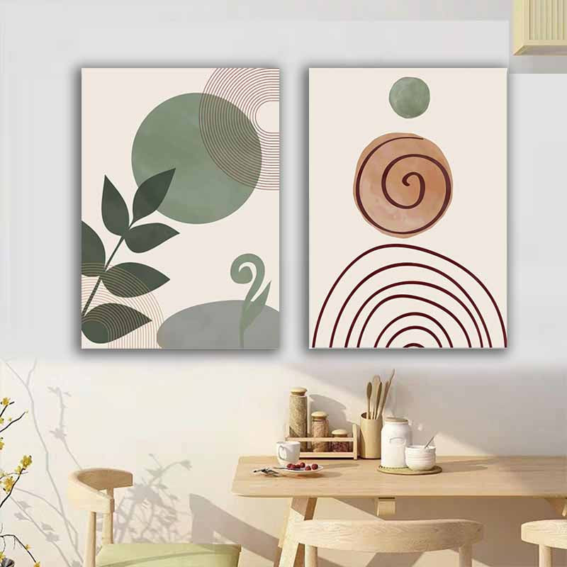 Boho Wall Art, Abstract Geometry Line fabric Printing, Leaves, Sun, Rainbow - Nordic Inspired Enhance Your Living Room Deco S04E22