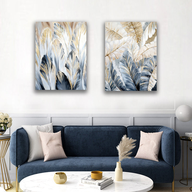 Abstract Golden Palm Leaves Wall Art, Nordic Elegance for Captivating Home Decoration S04E20
