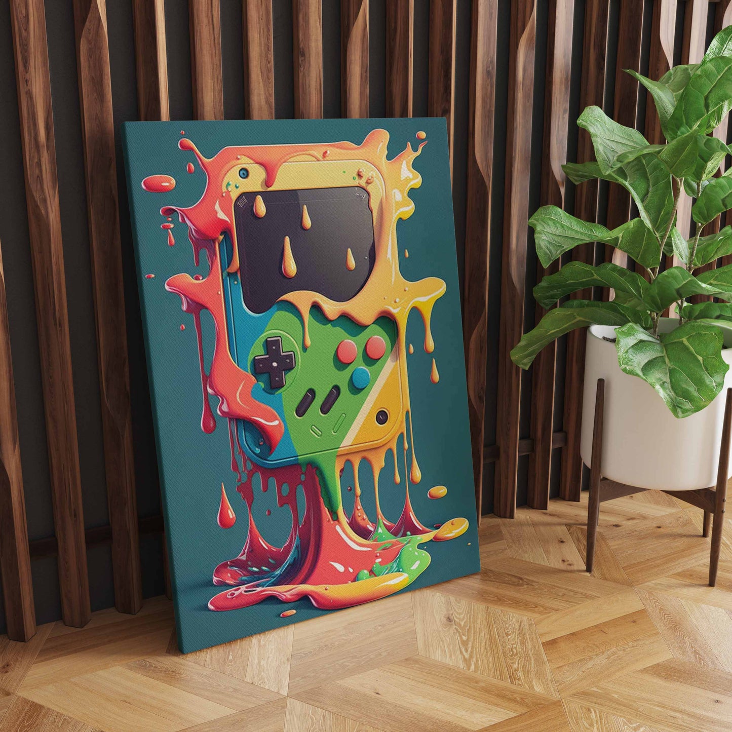 Colorful Punk Neon Gamer Controller Wall Art, Cool Gaming Fabric Print - Abstract Aesthetic - Esports Game Home Decoration S04E28