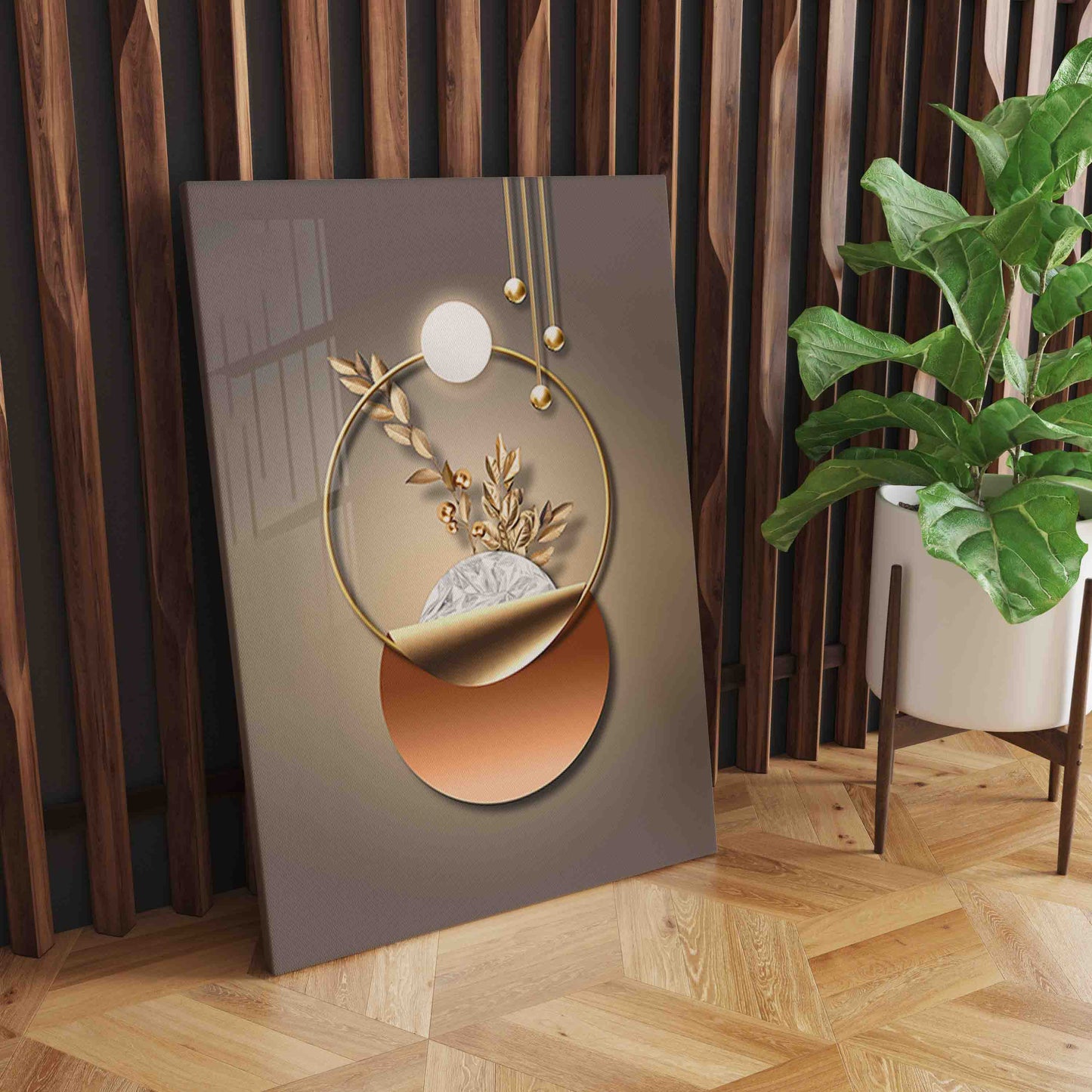 Transform Your Space with Abstract Geometric Wall Art, Modern Luxury Golden Home Decoration S04E18