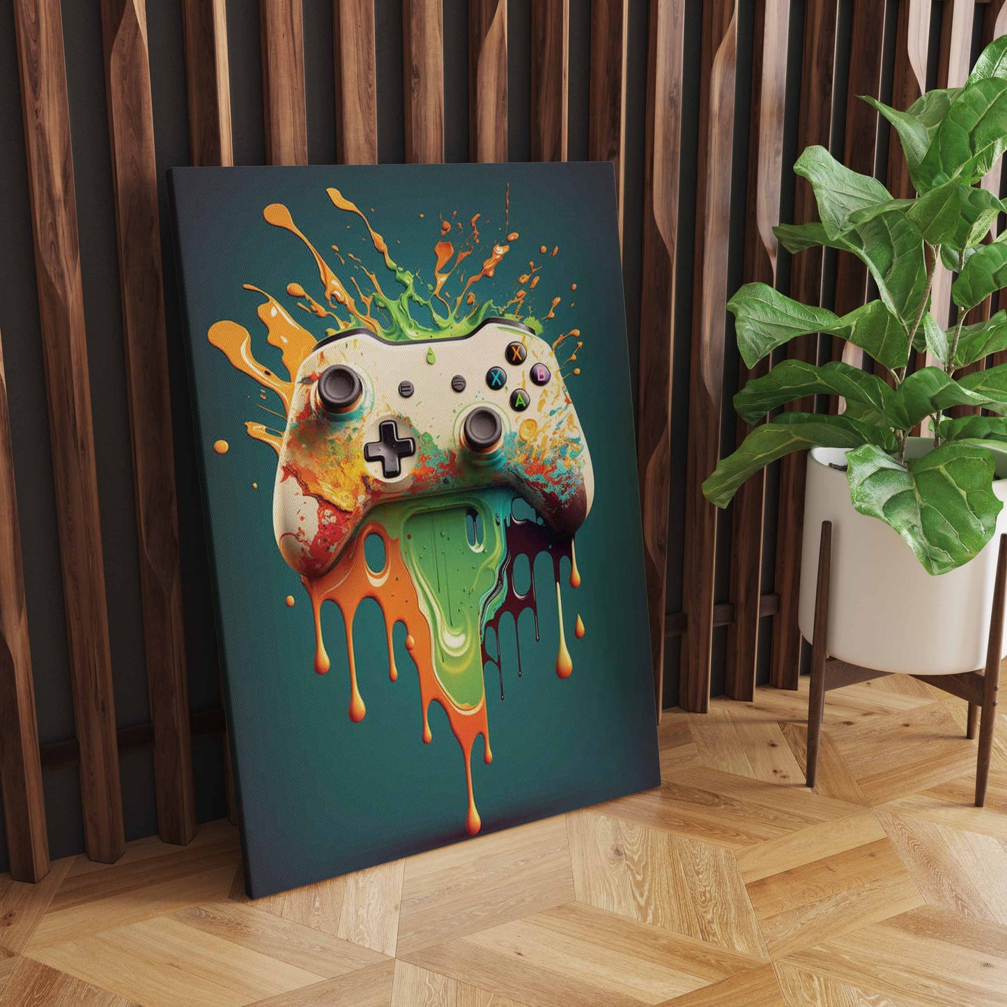 Colorful Punk Neon Gamer Controller Wall Art, Cool Gaming Fabric Print - Abstract Aesthetic - Esports Game Home Decoration S04E28