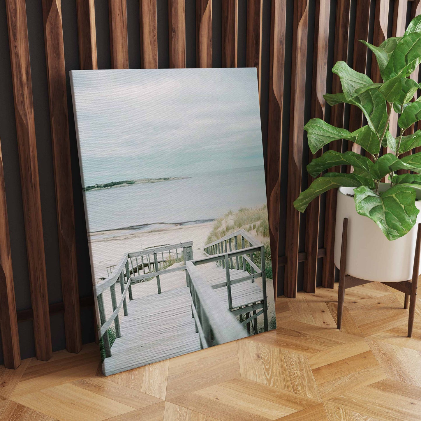 Vibrant Summer Beach Sea Ocean Wall Art, Bridge, Leaves, Turtle, Seagull - Nordic Home Decoration S04E23