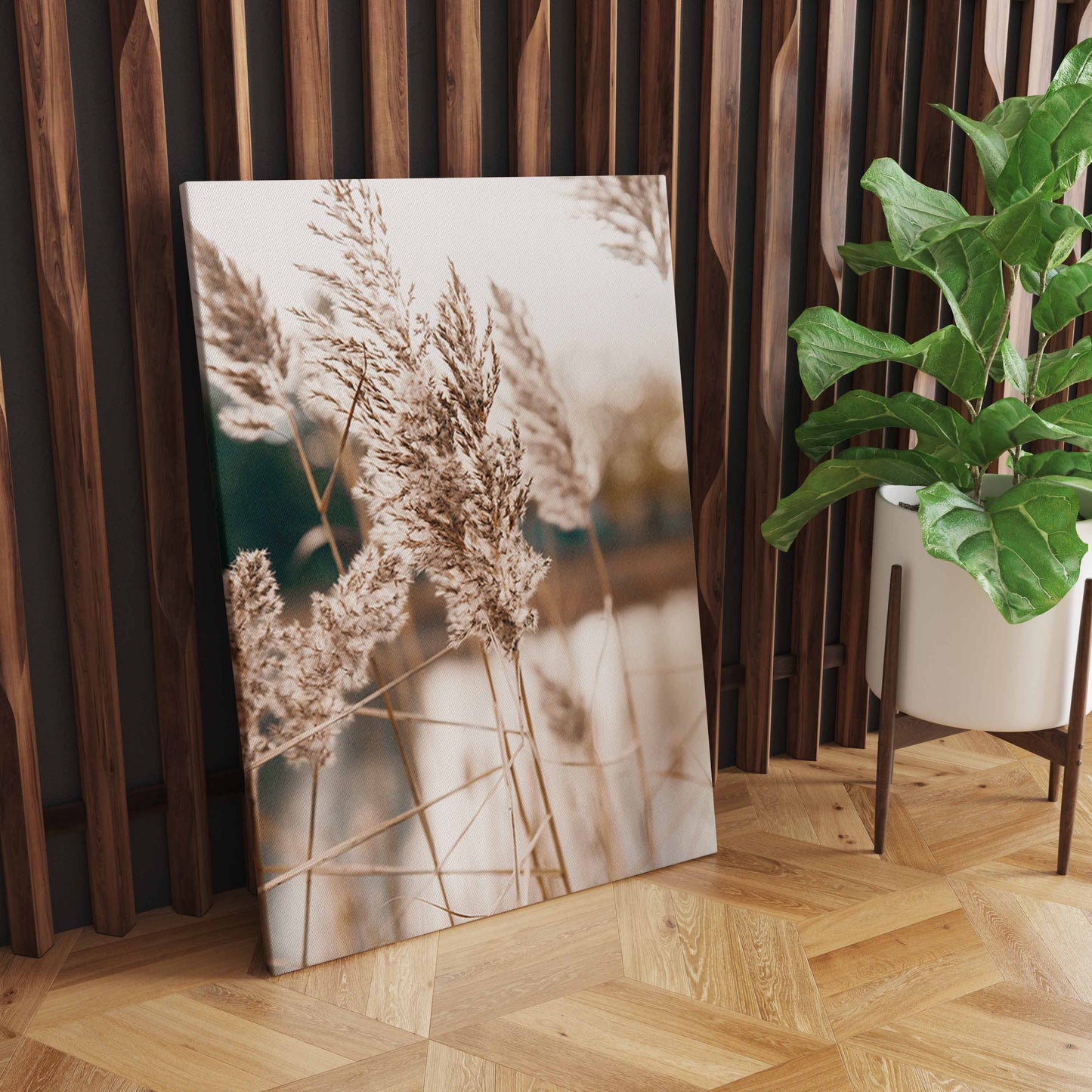 Tranquil Sunset Serenade, A Captivating Nature-Inspired Wall Art with Reeds, Birds, Flowers, and Vibrant Hues S04E08