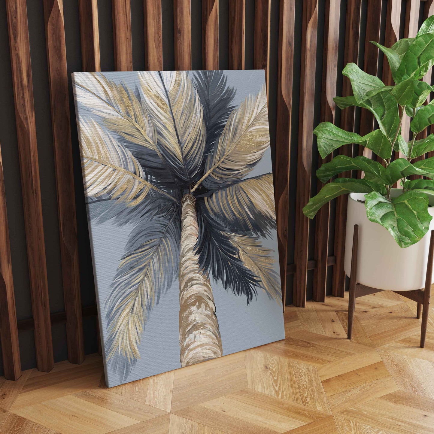 Abstract Golden Palm Leaves Wall Art, Nordic Elegance for Captivating Home Decoration S04E20