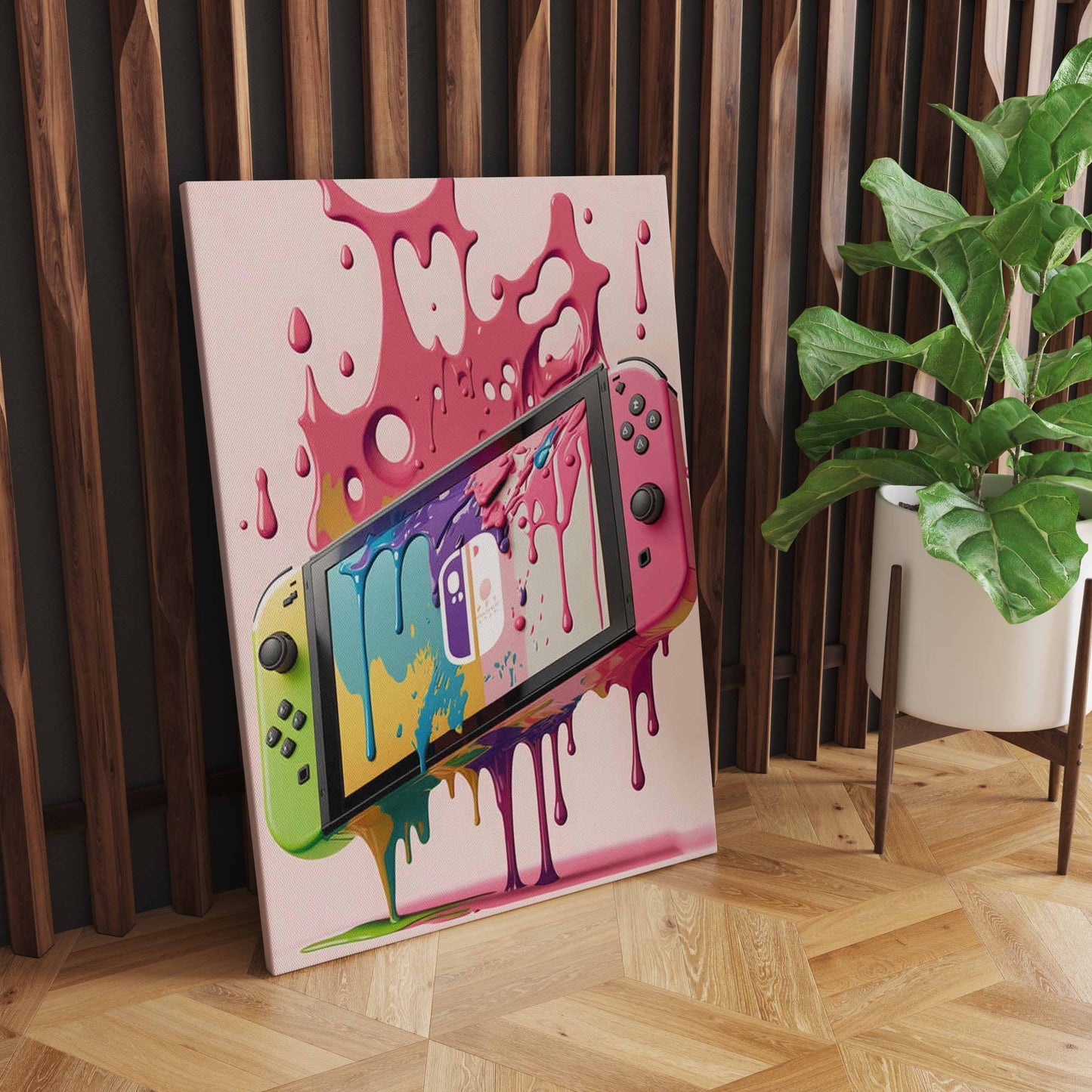 Colorful Punk Neon Gamer Controller Wall Art, Cool Gaming Fabric Print - Abstract Aesthetic - Esports Game Home Decoration S04E28