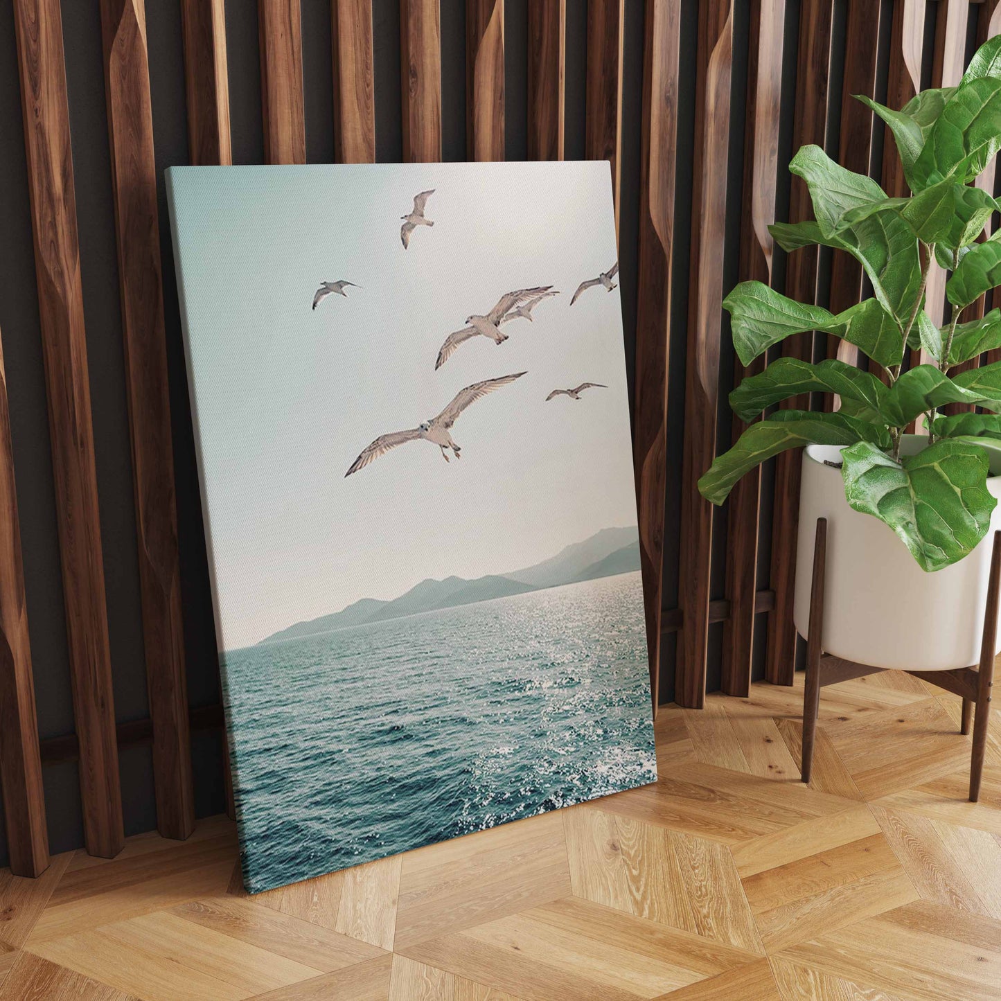 Vibrant Summer Beach Sea Ocean Wall Art, Bridge, Leaves, Turtle, Seagull - Nordic Home Decoration S04E23