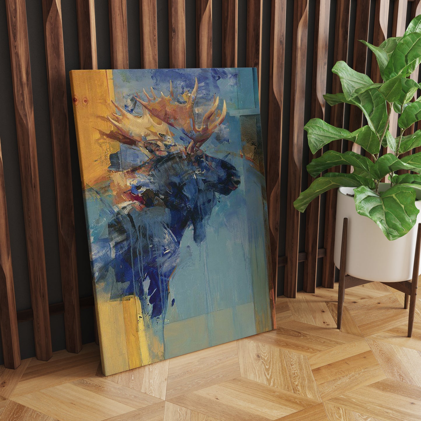 Majestic Wilderness: A Wall Art Showcasing a Captivating Painting of a Moose - Embrace the Grandeur of North American Wildlife - S05E62