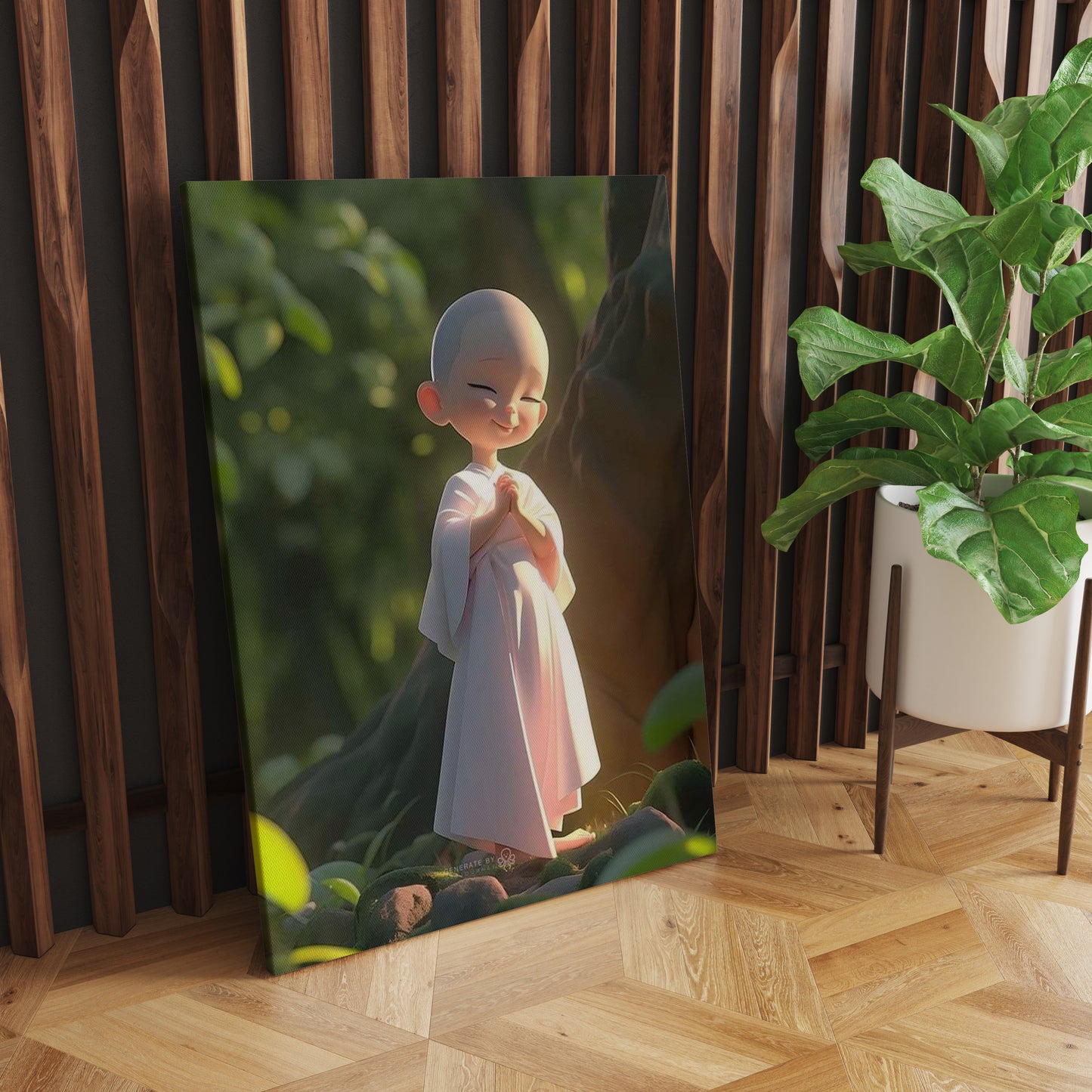 Tranquil Reverie: A Wall Art Capturing a Monk's Serenity in a Forest - Cultivate Inner Peace and Reflection through Nature's Embrace - S05E71