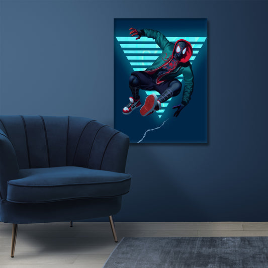 Celestial Swing: Miles Morales Spider-Man in a Tranquil Bluish Dreamscape, Embracing the Multiverse - S05E102