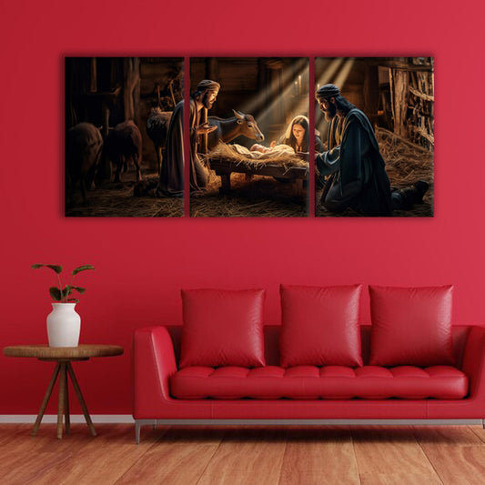 Nativity Wonder: A Captivating Wall Art Depicting the Birth of Jesus - Embrace the Miracle of Christmas - S05E48