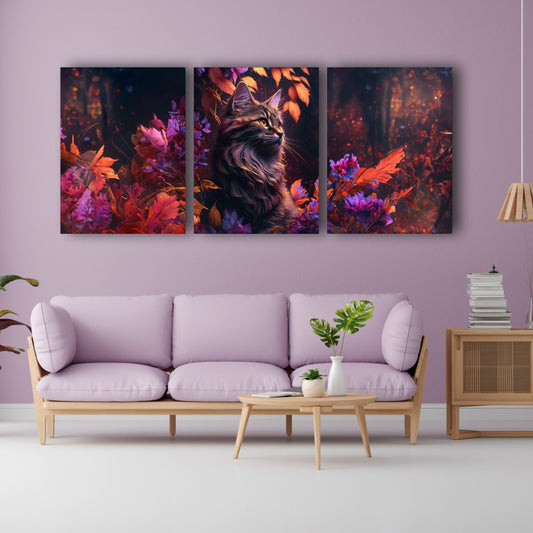 Enchanting Whiskers: Cat in the Forest - Captivating Wall Art Celebrating the Serenity of Nature and Feline Grace - S05E21