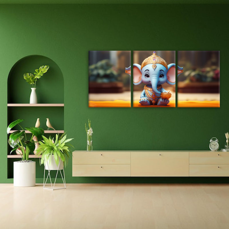 Adorable Blessings: A Wall Art Celebrating Cute Ganesh - Embrace the Charm and Divine Presence - S05E55