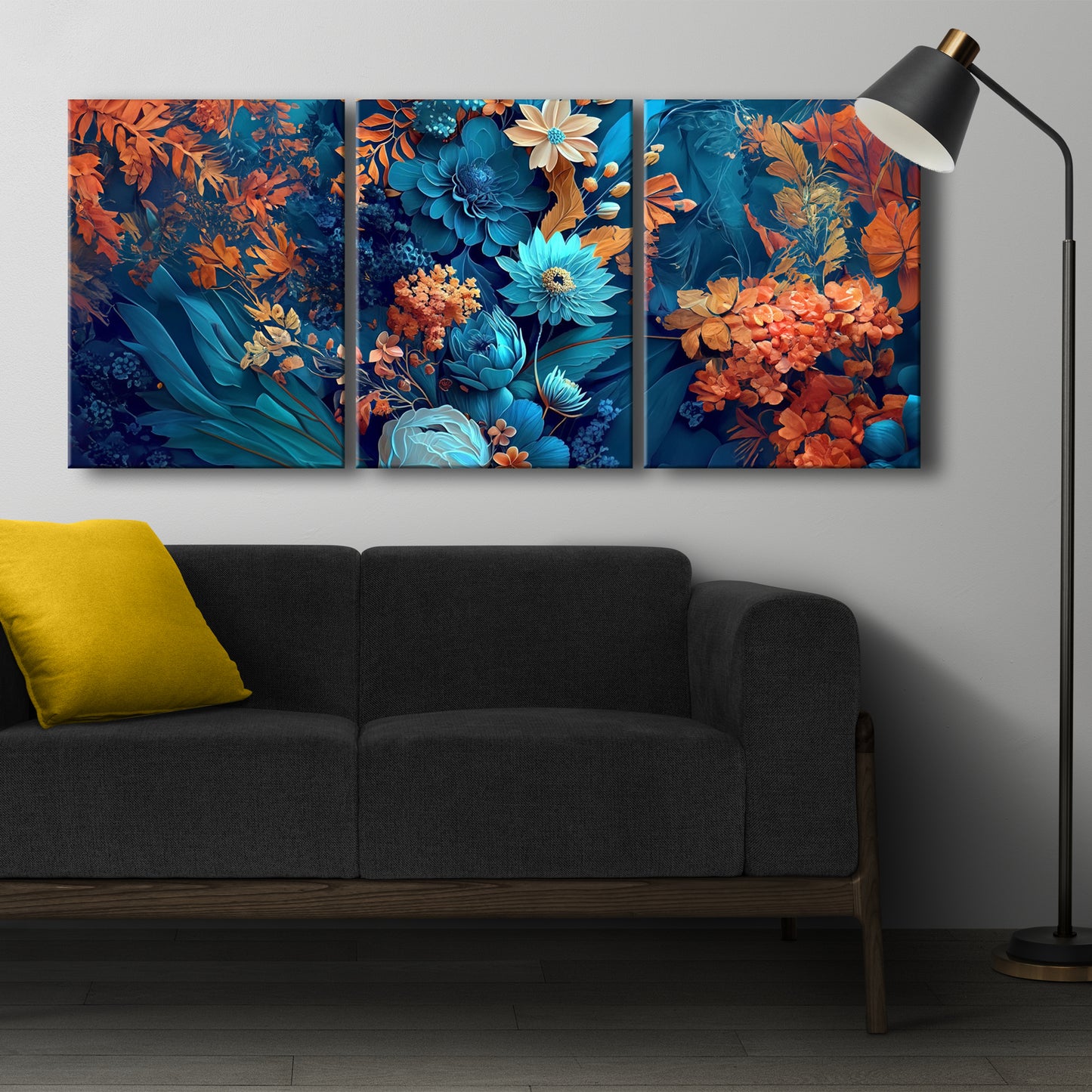 Chromatic Harmony: AI-Generated Bluish Flowers and Orangish Leaves - A Visionary Tapestry of Artificial Beauty - S05E85