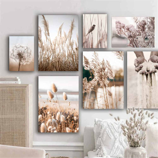 Tranquil Sunset Serenade, A Captivating Nature-Inspired Wall Art with Reeds, Birds, Flowers, and Vibrant Hues S04E08