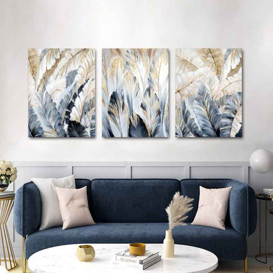 Abstract Golden Palm Leaves Wall Art, Nordic Elegance for Captivating Home Decoration S04E20