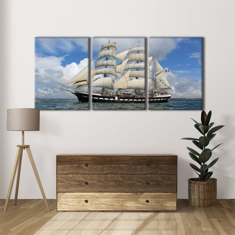 Sails of Destiny: A Wall Art Capturing the Majestic Grace of a Sailing Ship - Embark on a Voyage of Imagination and Exploration - S05E82
