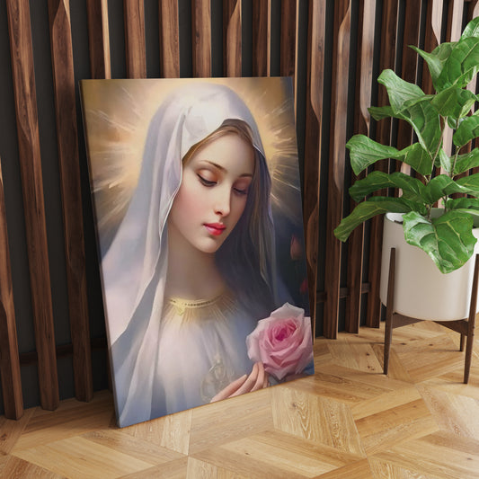 Radiant Grace: Mother Mary's Loving Embrace of the Divine Rose, a Symbol of Spiritual Love and Beauty - S05E90