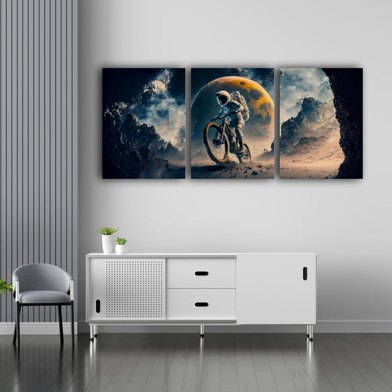 Moon Adventures: Astronaut Riding Bicycle on Moon - A Whimsical Journey Beyond the Stars - S05E19