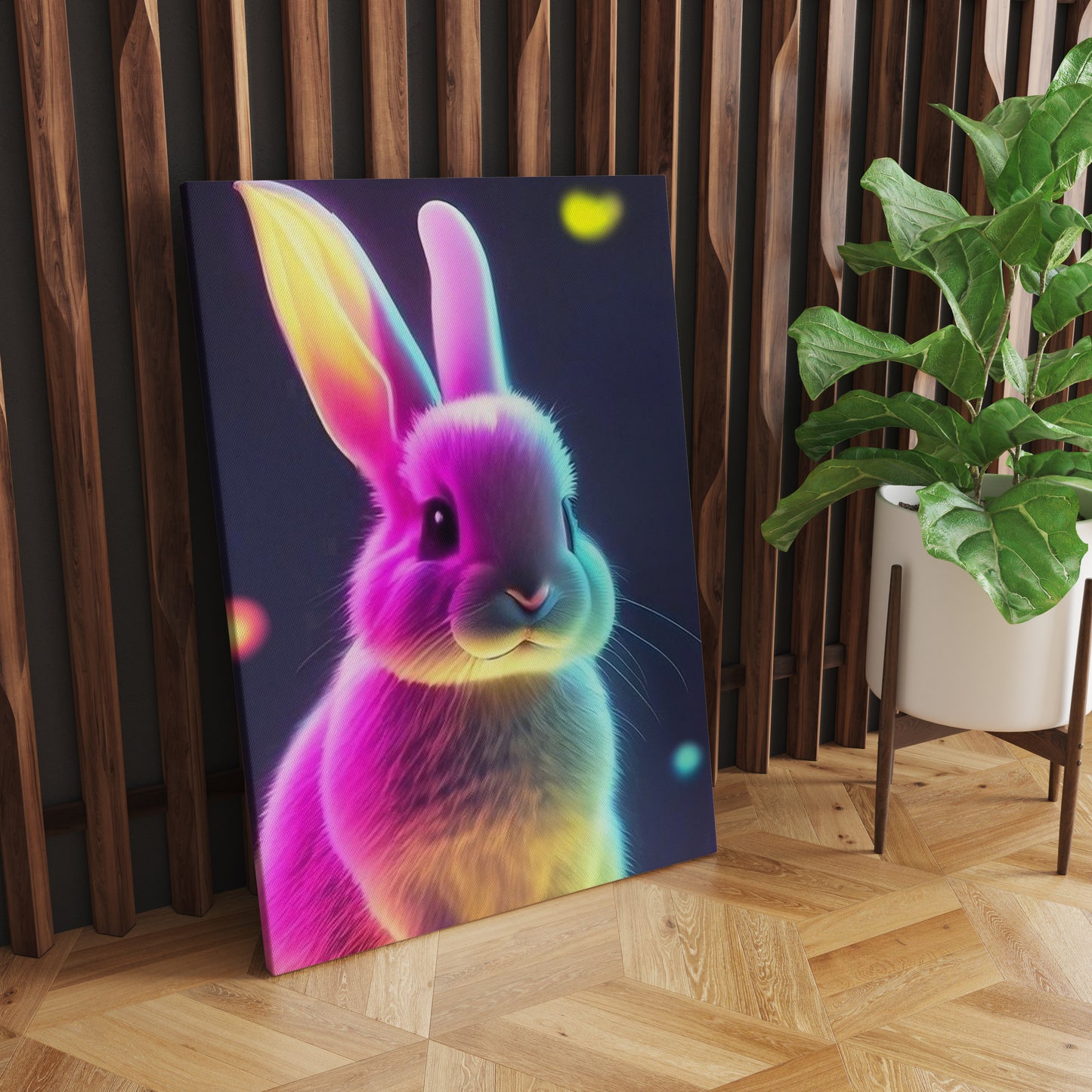 Luminous Playfulness: Neon Glowing Rabbits - Captivating Wall Art Celebrating the Whimsical Charm and Radiant Glow of Playful Bunnies - S06E17