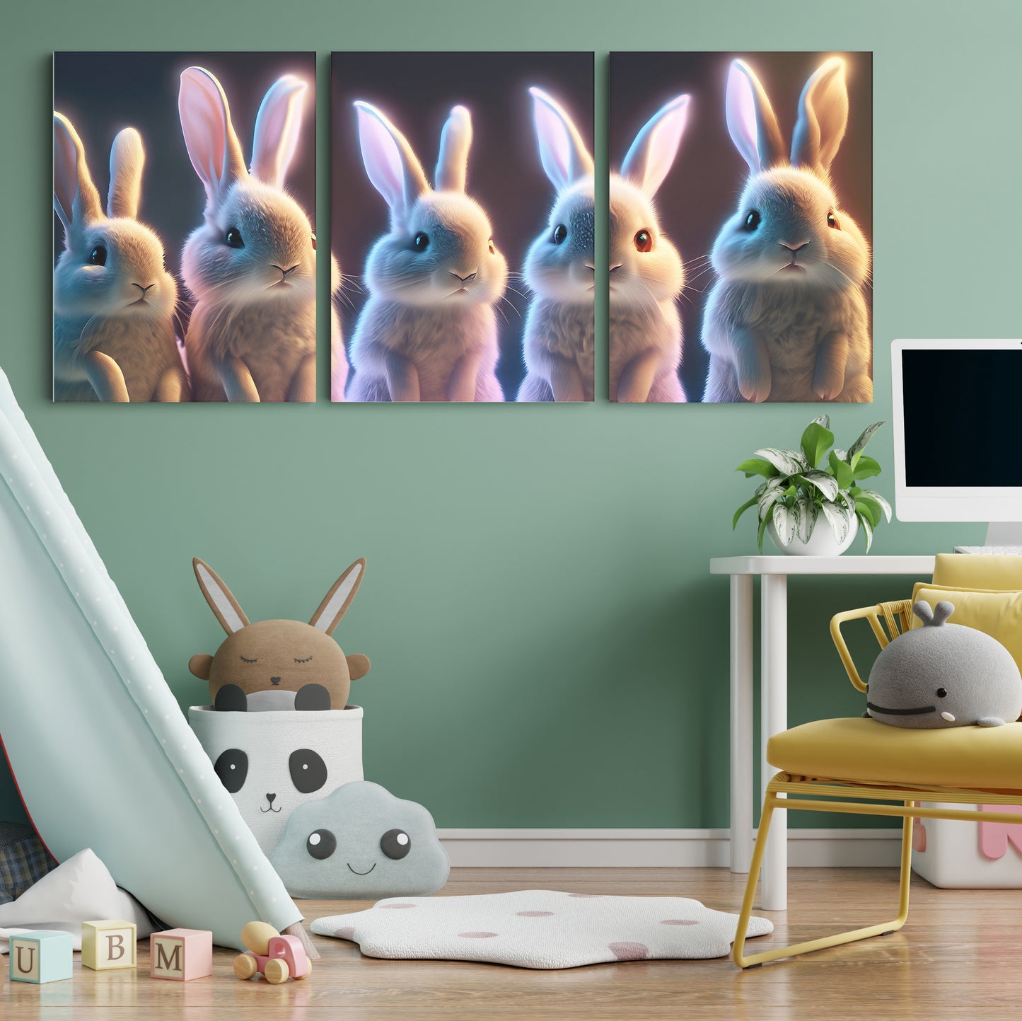 Graceful Hoppers: A Captivating Wall Art Celebrating the Elegance and Playfulness of Rabbits - S06E05