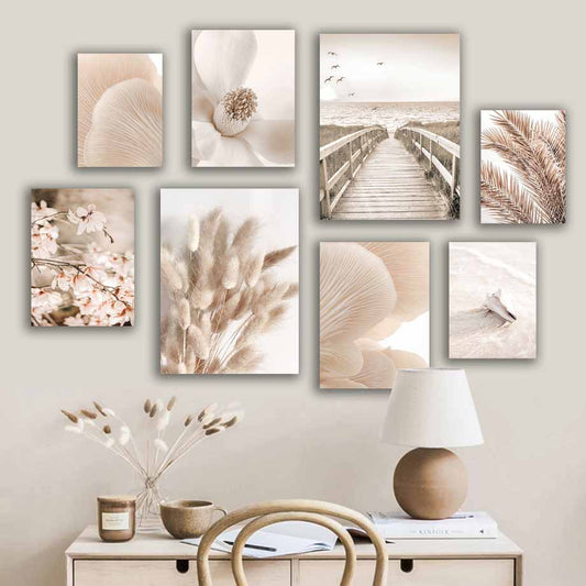 Beige Flower Grass Picture Wall Art, Nordic Minimalist Modern Home Decoration Living Room Design S04E19