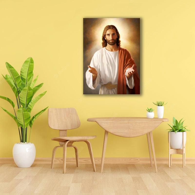 Divine Embrace: A Reverent Wall Art of Jesus with Outstretched Hands - Experience the Boundless Love and Grace - S05E45