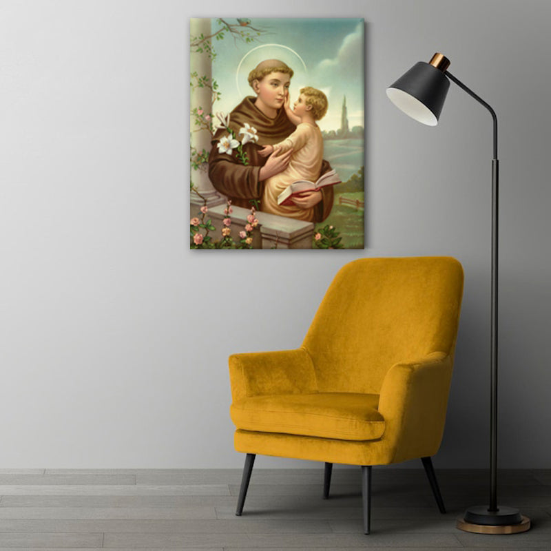 Sacred Embrace: A Touching Wall Art of St. Anthony Holding Jesus - Capturing the Bond of Spiritual Devotion and Compassion - S05E54