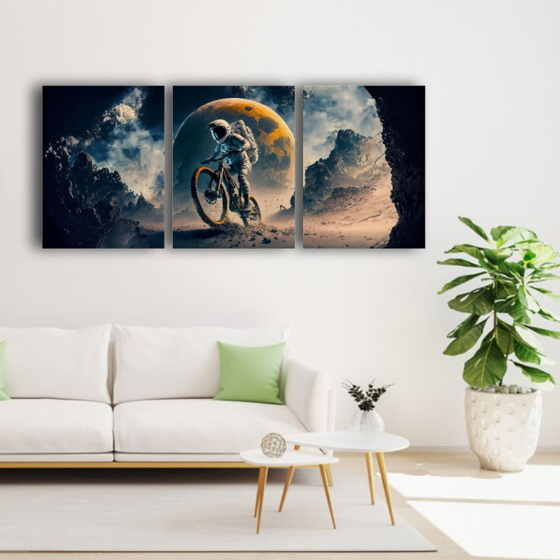 Moon Adventures: Astronaut Riding Bicycle on Moon - A Whimsical Journey Beyond the Stars - S05E19