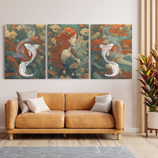 Contemporary Nouveau: Modern Mucha Style Lady - Striking Wall Art Celebrating the Fusion of Art Nouveau Elegance and Contemporary Expression - S06E11
