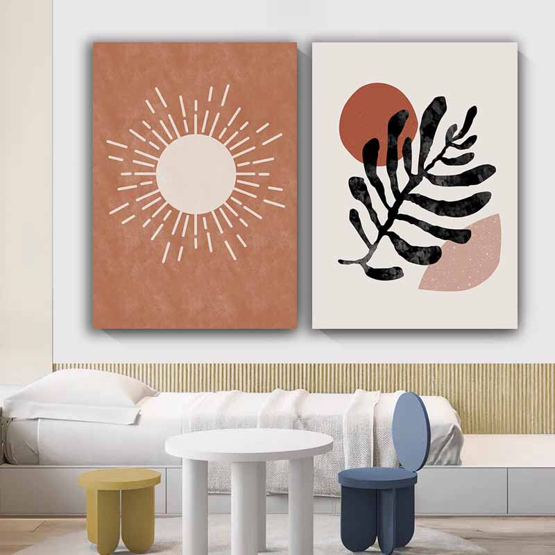Empowering Elegance: Abstract Line Art Poster with Boho Sun and Moon Prints for Nordic Living Room Decor S04E09