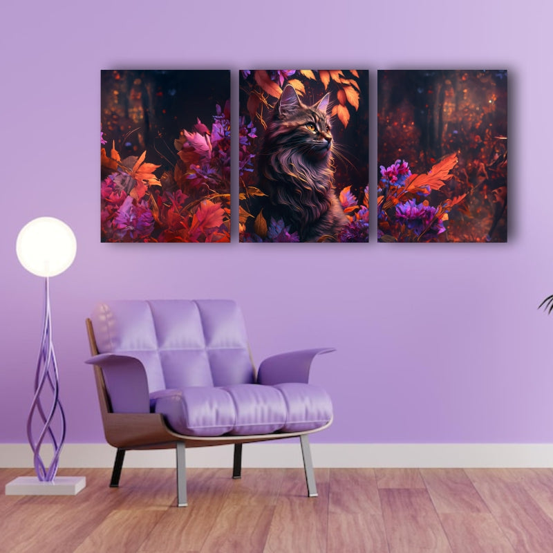 Enchanting Whiskers: Cat in the Forest - Captivating Wall Art Celebrating the Serenity of Nature and Feline Grace - S05E21