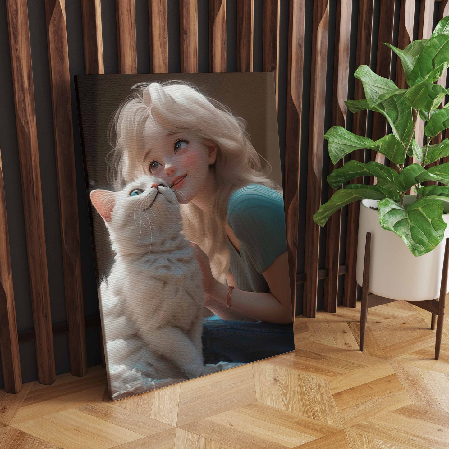 Harmonious Play: A Captivating Scene of a Girl and Her Beloved White Cat Frolicking Together - S10E04