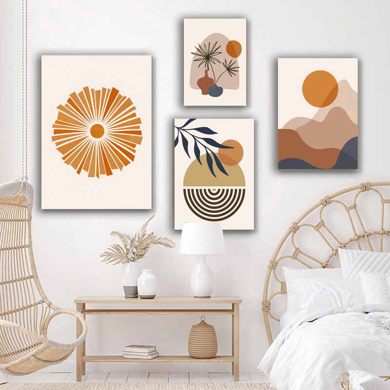 Abstract Sun Leaves Flower Geometry Boho Wall Art | Nordic Design for Living Room Decor S04E30