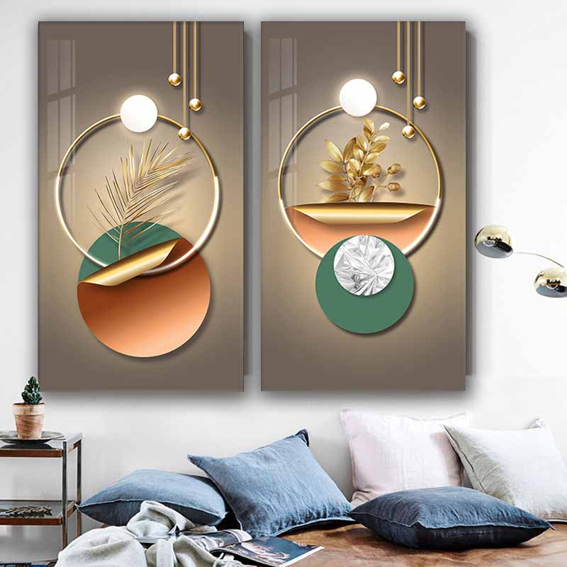 Transform Your Space with Abstract Geometric Wall Art, Modern Luxury Golden Home Decoration S04E18