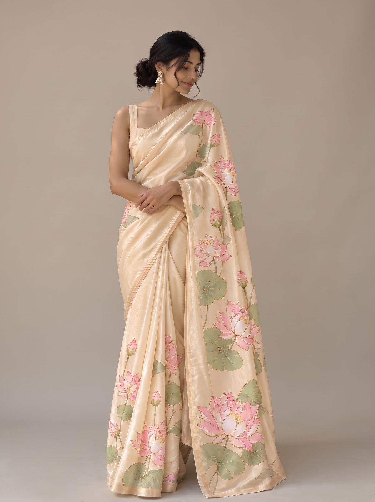 Saree - Delicate lotus Beige