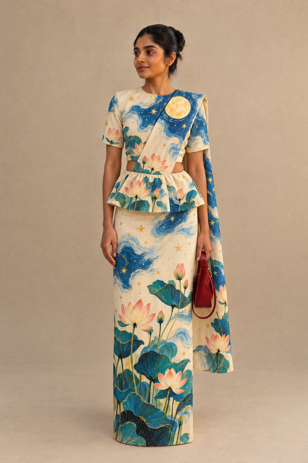 Ready made kandyan - Lotus in off white