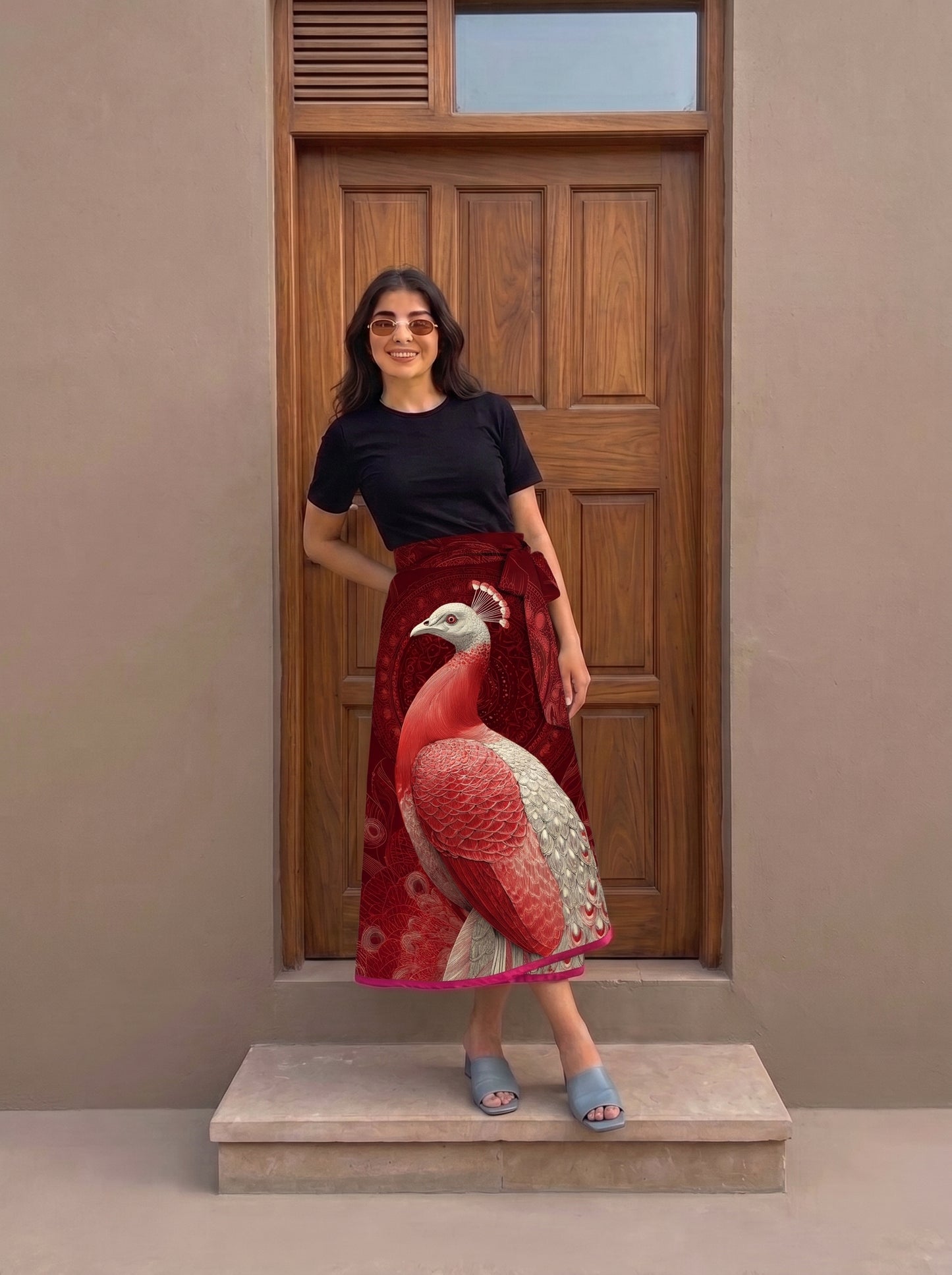 Wrap skirt - Red peacock