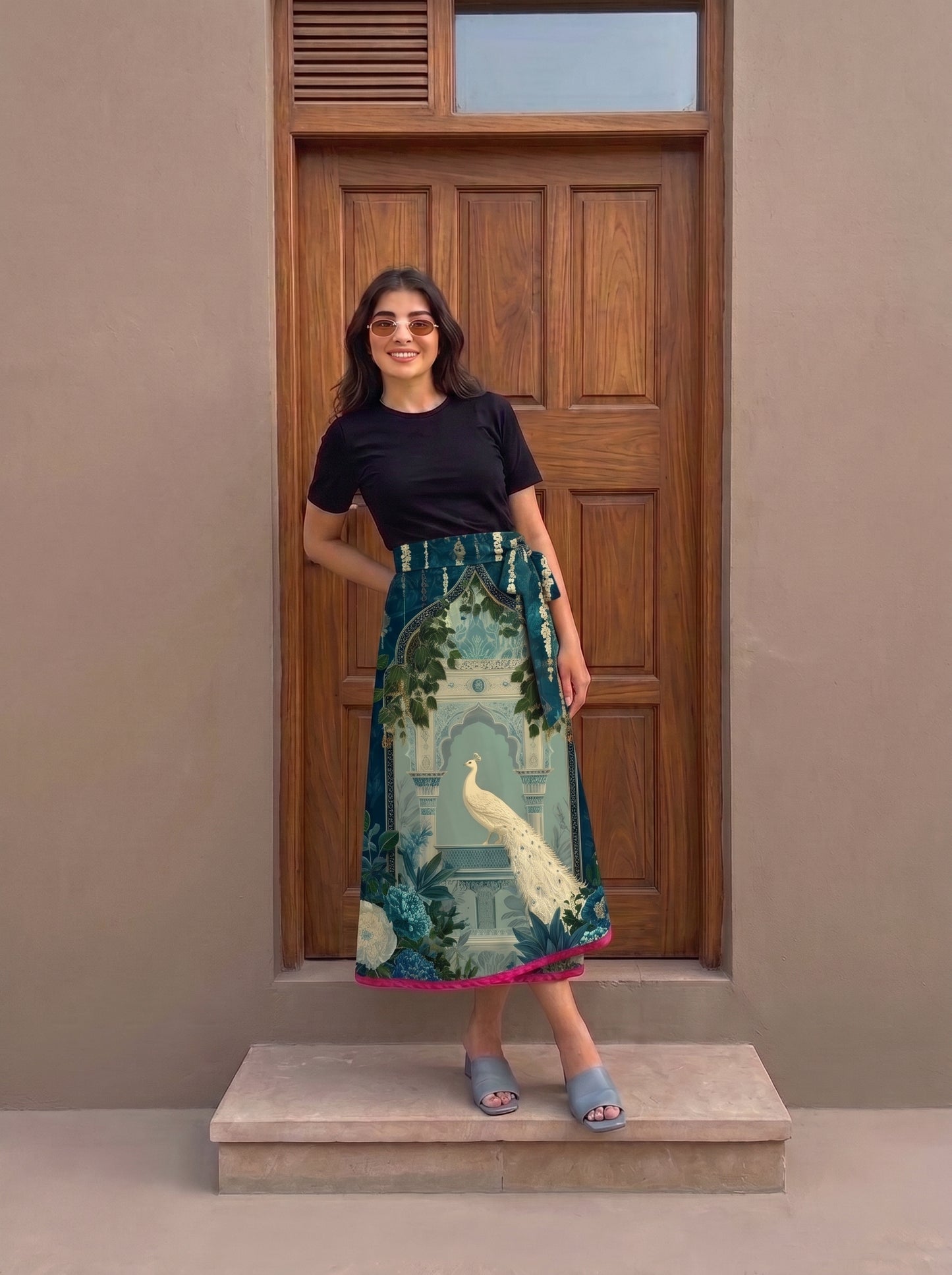 Wrap skirt - White peacock