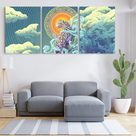 Radiant Roar: A Wall Art Celebrating the Tiger in Chinese Festival Splendor - Embrace the Elegance of Tradition and Power - S05E63