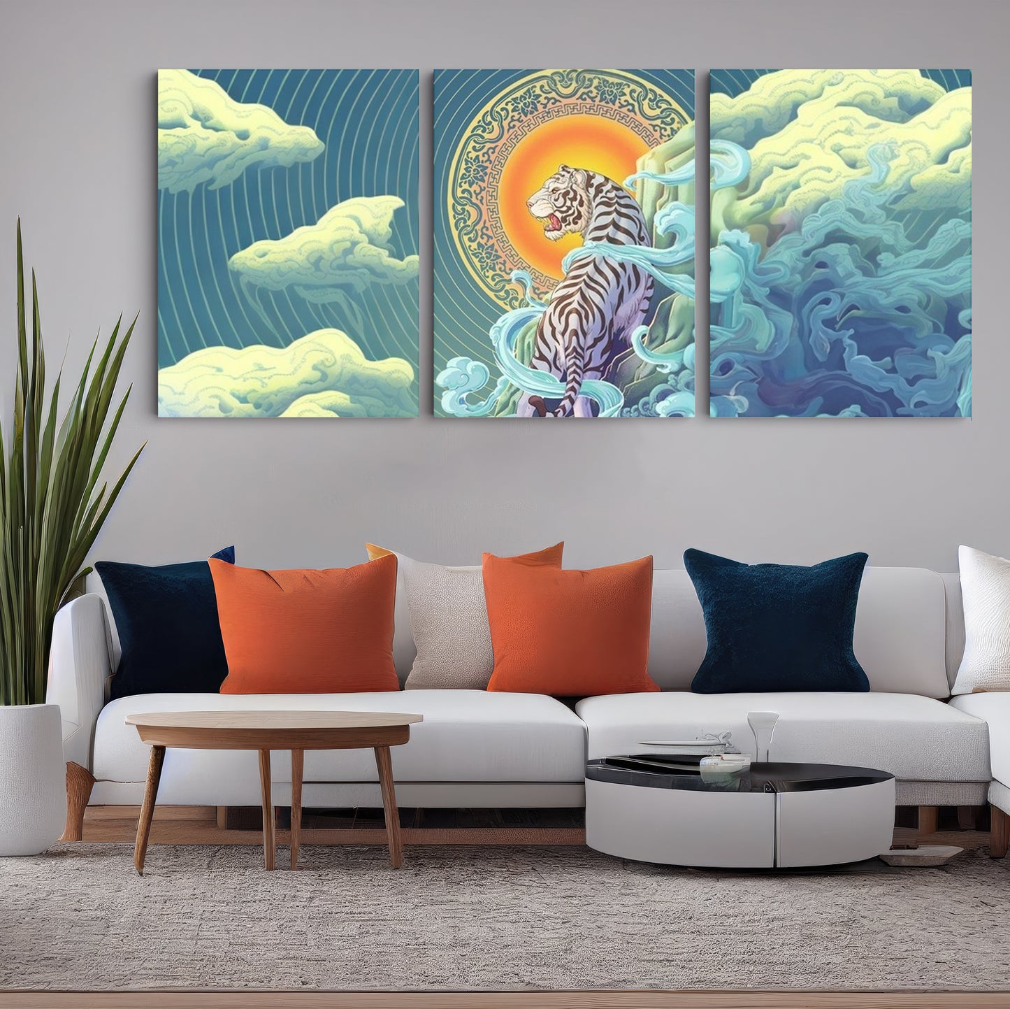 Radiant Roar: A Wall Art Celebrating the Tiger in Chinese Festival Splendor - Embrace the Elegance of Tradition and Power - S05E63
