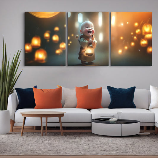 Illuminated Wisdom: A Wall Art Capturing an AI Monk Holding a Lantern - Embrace the Blend of Technology and Spirituality - S05E64