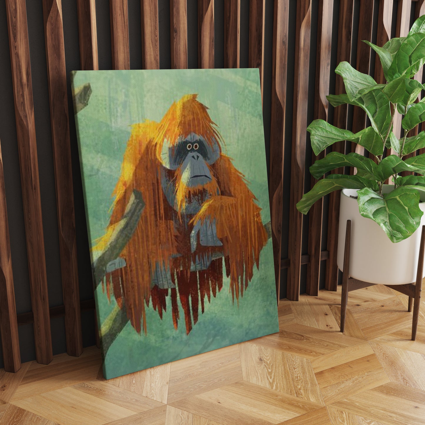 Wild Serenity: A Wall Art Immersing You in an Orangutan's World Within the Forest - Embrace the Tranquility of Primal Beauty - S05E66