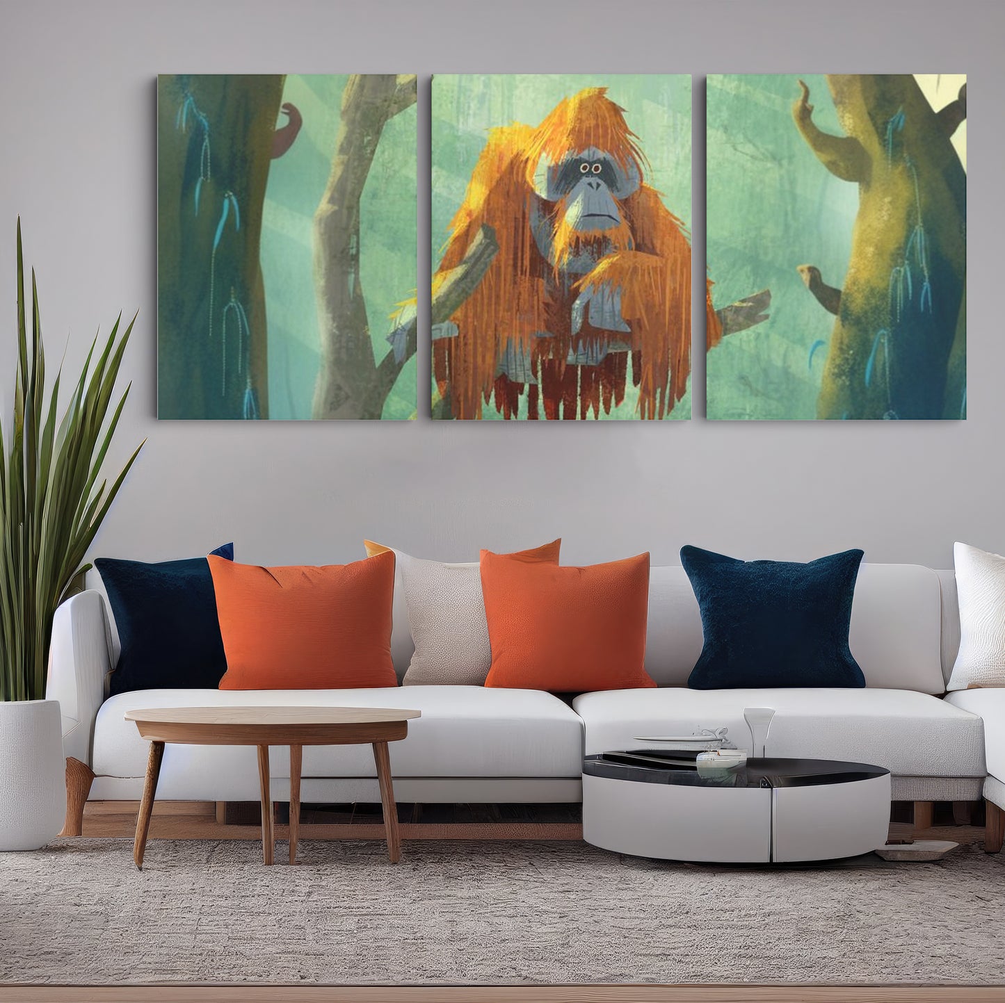 Wild Serenity: A Wall Art Immersing You in an Orangutan's World Within the Forest - Embrace the Tranquility of Primal Beauty - S05E66