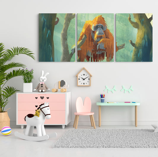 Wild Serenity: A Wall Art Immersing You in an Orangutan's World Within the Forest - Embrace the Tranquility of Primal Beauty - S05E66