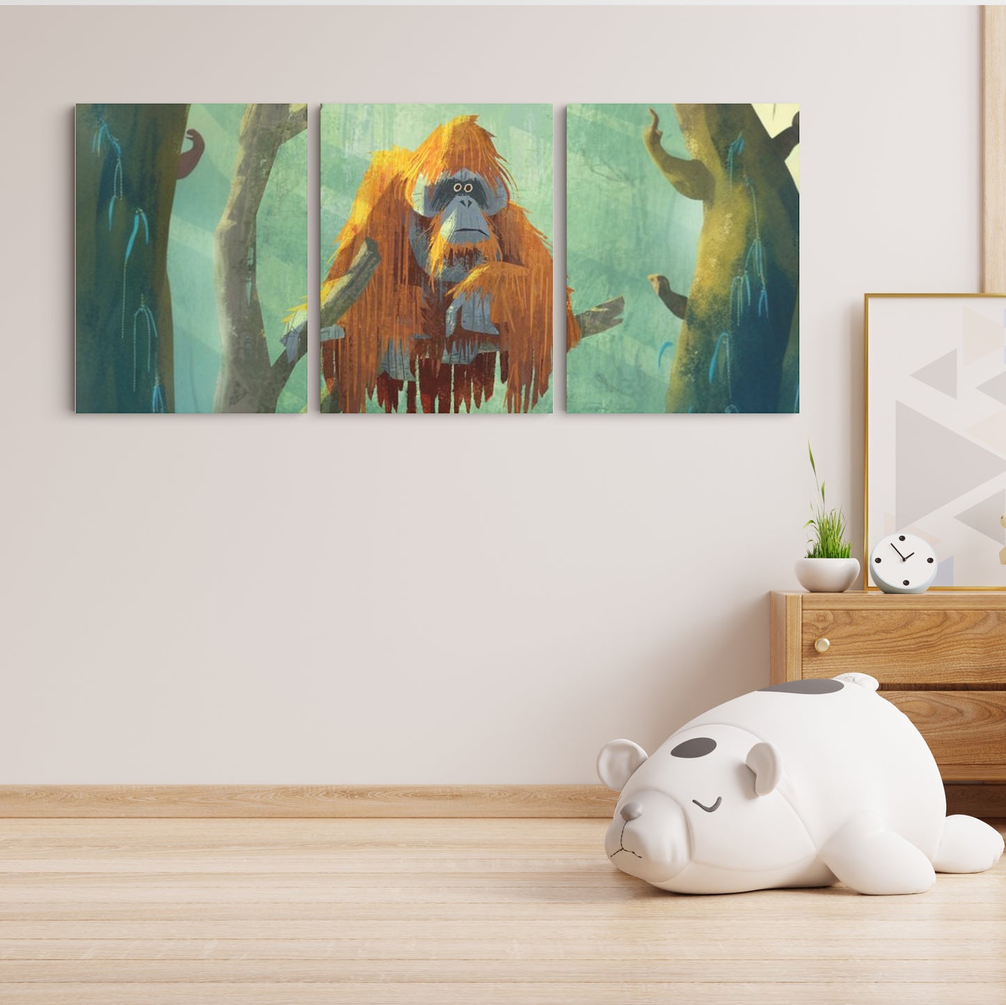 Wild Serenity: A Wall Art Immersing You in an Orangutan's World Within the Forest - Embrace the Tranquility of Primal Beauty - S05E66