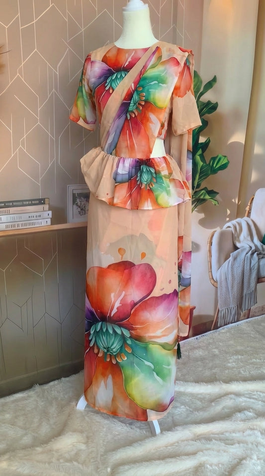 Ready made saree - Vibrant petals
