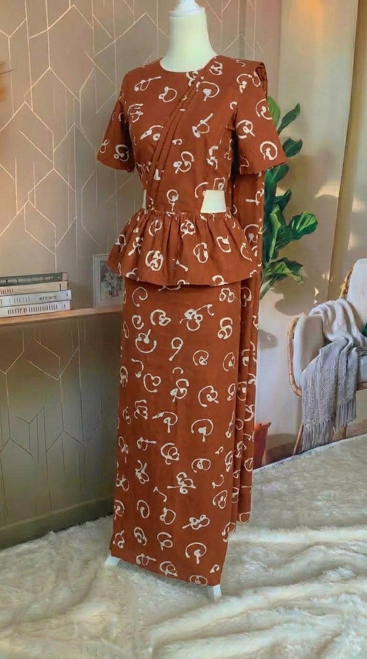 Ready made saree - Sinhala brown